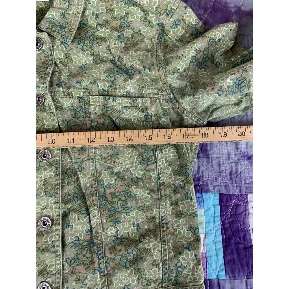 Christopher and Banks Women Denim Jacket Size Medium Button Up Floral Y2K - Picture 6 of 7